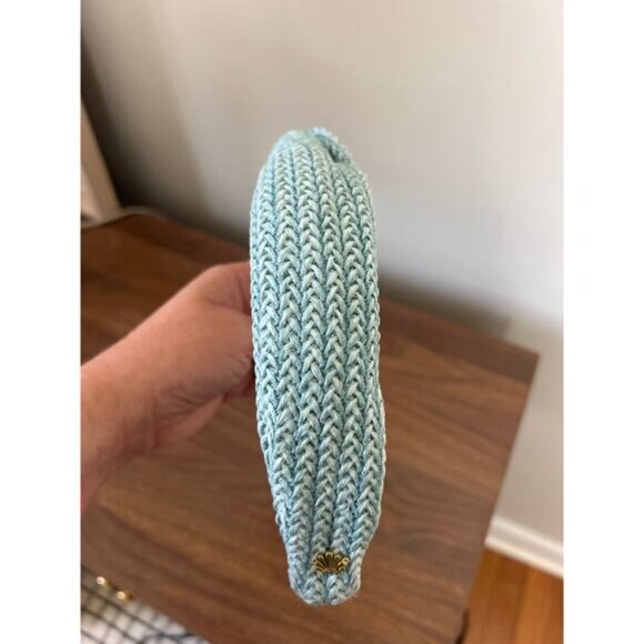 NEW Lele Sadoughi Braided Raffia Knotted Headband Women's Pacific Sky One Size - Picture 5 of 8